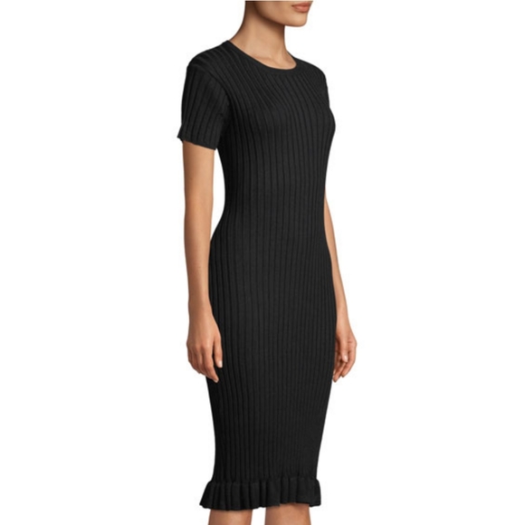 John + Jenn Judith Ribbed Ruffle Trim Dress, Red - Picture 4 of 8